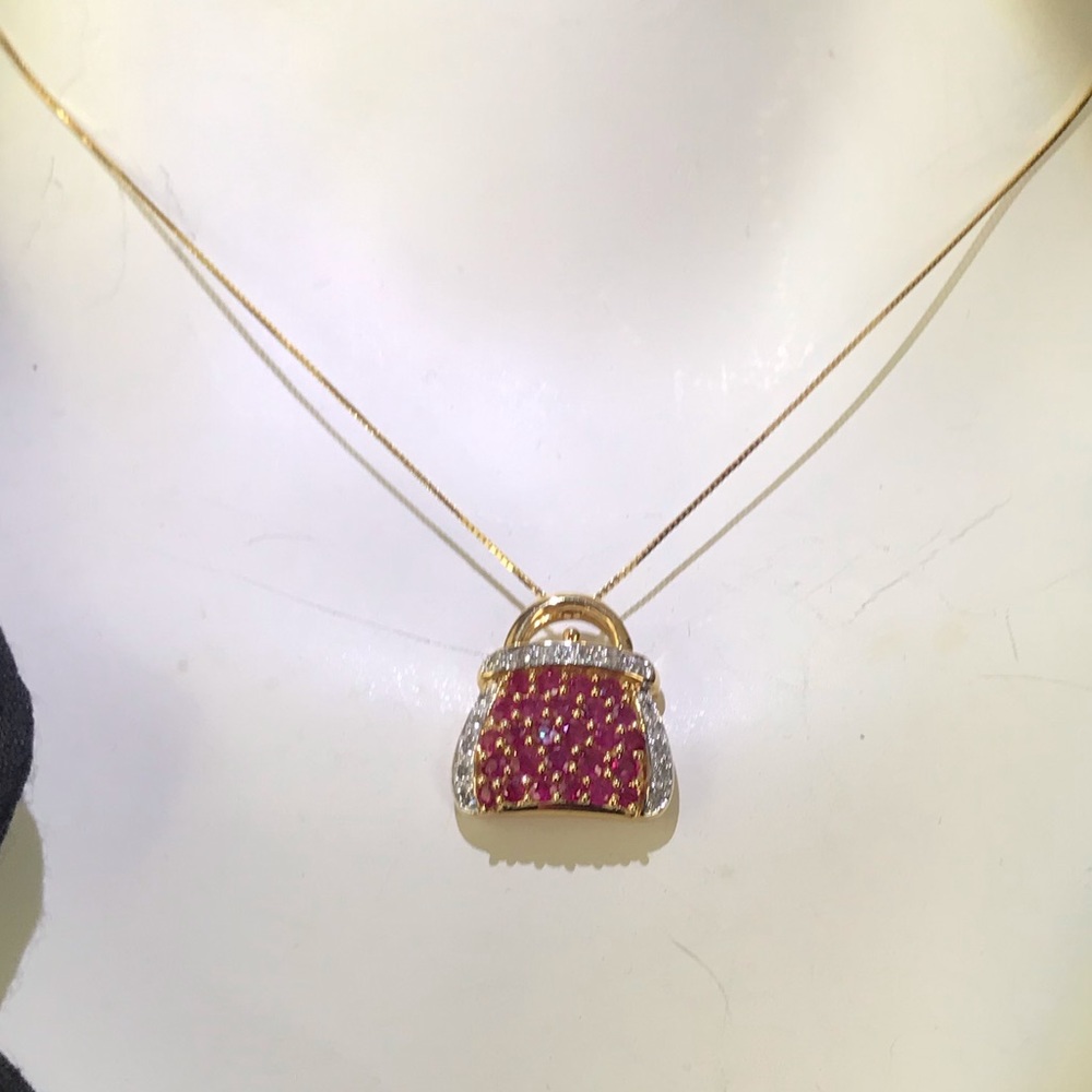 ❌SOLD❌ 14k Ruby & Diamond PURSE Necklace - Picture 17 of 17